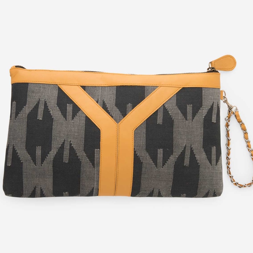 Noonday Collection Black and Tan Clutch